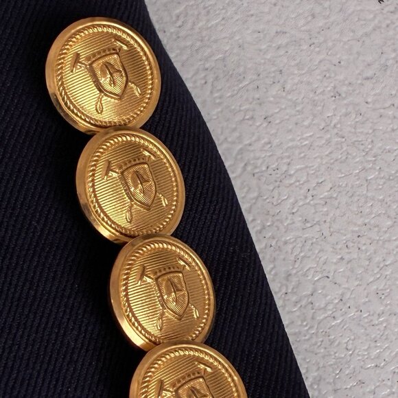 Lauren Ralph Lauren Sport Coat Mens 39 Short Navy Wool Gold Button Blazer Vented - Picture 5 of 10